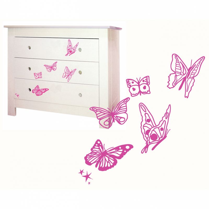 Stickers mural Les papillons fuchsia (25 x 35 cm) Mimi'lou