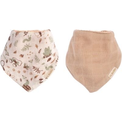 Lot de 2 bavoirs bandanas Little Wonders + Taupe  par Filibabba