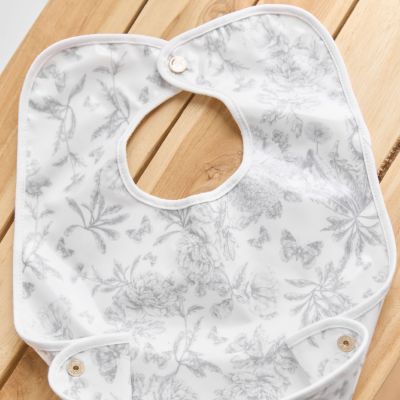 Bavoir enduit Toile de Jouy gris clair