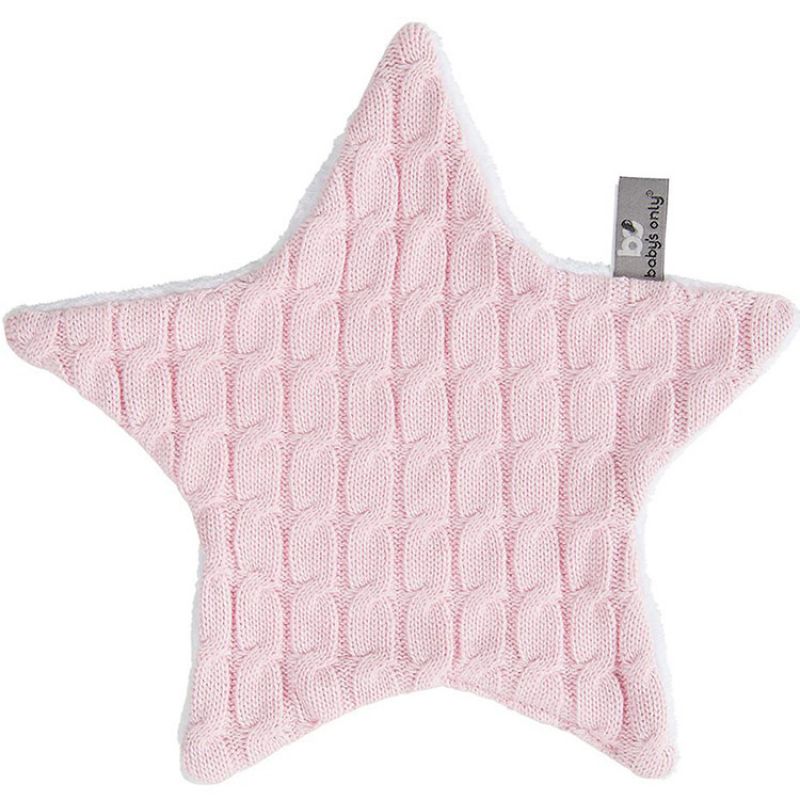 Doudou plat étoile Cable Uni rose (30 x 30 cm) Baby's Only