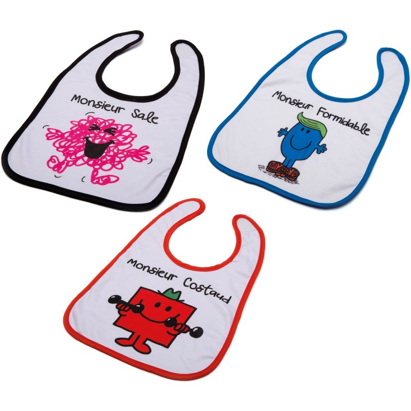 Lot de 3 bavoirs à velcro Monsieur (Sale, Costaud, Formidable) Monsieur Madame