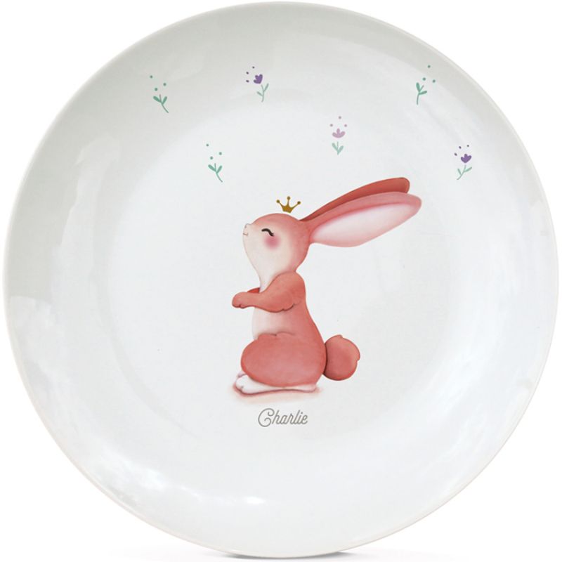 Assiette en porcelaine Lapin fleuri (personnalisable) Gaëlle Duval