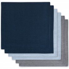 Lot de 6 langes bleu marine, bleu, gris (70 x 70 cm)  par Jollein