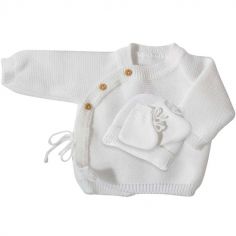 Lot brassière, bonnet et chaussons Blanc (0-1 mois) - Trois Kilos Sept