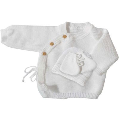 Lot brassière, bonnet et chaussons Blanc (0-1 mois) Trois Kilos Sept
