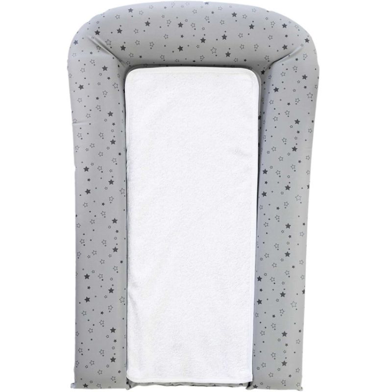 Matelas à langer + 2 carrés éponges étoile gris Domiva