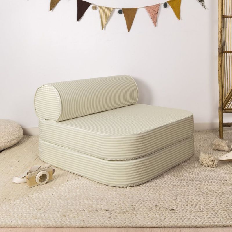 Chauffeuse rayée Rayé Tilleul (70 x 80 cm) Kadolis Ambiance 2