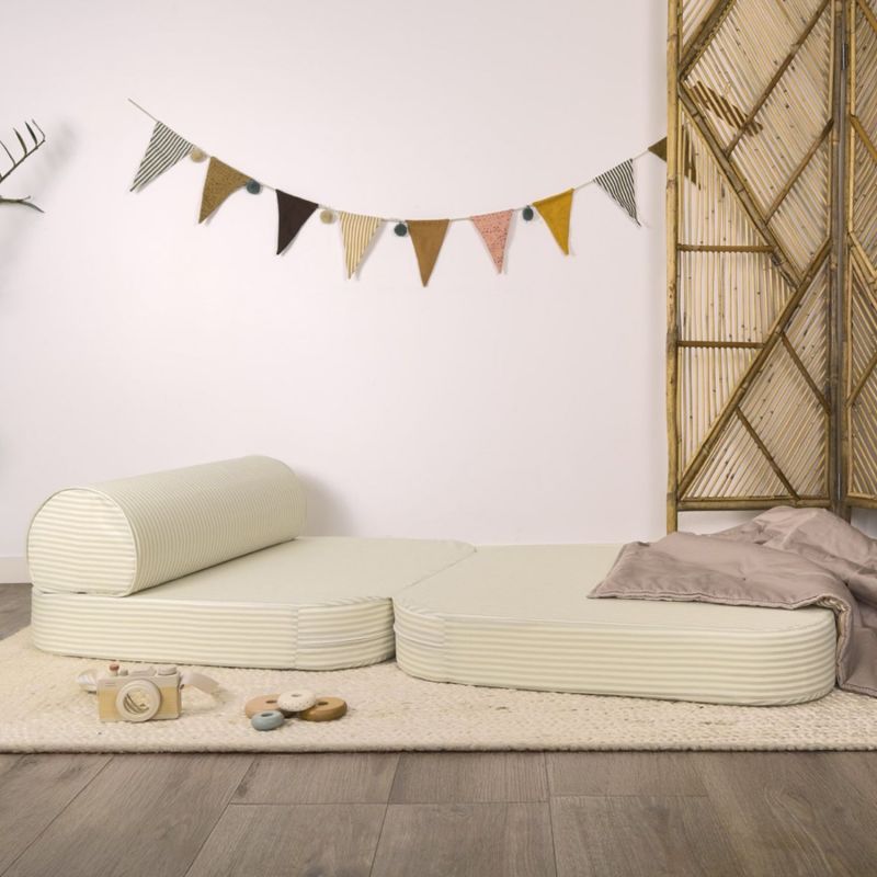 Chauffeuse rayée Rayé Tilleul (70 x 80 cm) Kadolis Ambiance 3