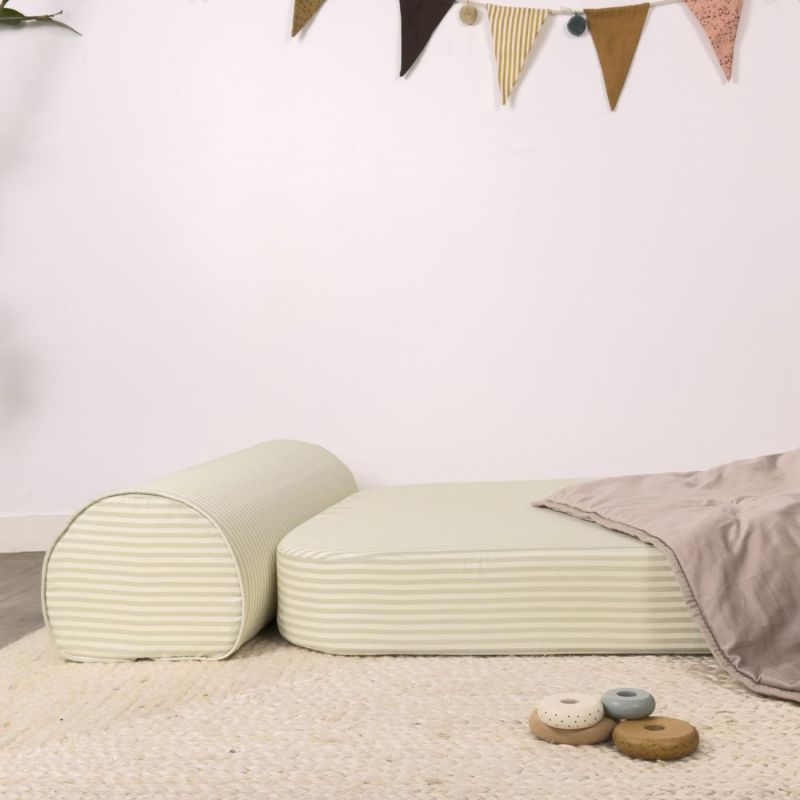 Chauffeuse rayée Rayé Tilleul (70 x 80 cm) Kadolis Ambiance 4