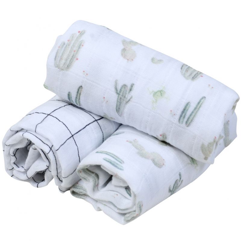Lot de 3 langes Cactus (60 x 60 cm) Little Crevette