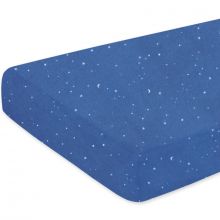 Drap housse de berceau constellations Stary bleu jean (40 x 90 cm)  par Bemini