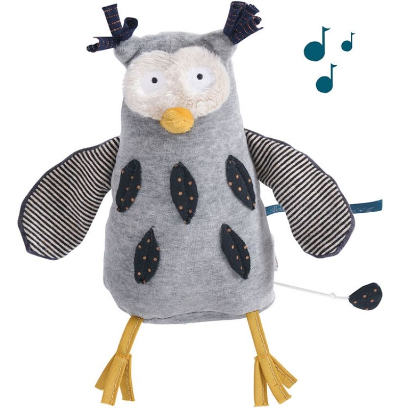 Peluche musicale hibou Les Moustaches (18 cm) Moulin Roty