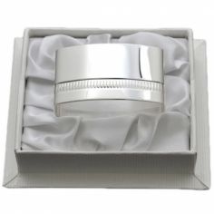 Rond de serviette Lien Godron personnalisable (métal argenté) dans son coffret