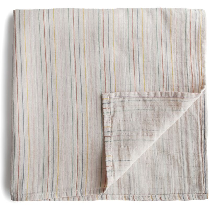 Maxi lange en coton bio Retro Stripes (120 x 120 cm) Mushie
