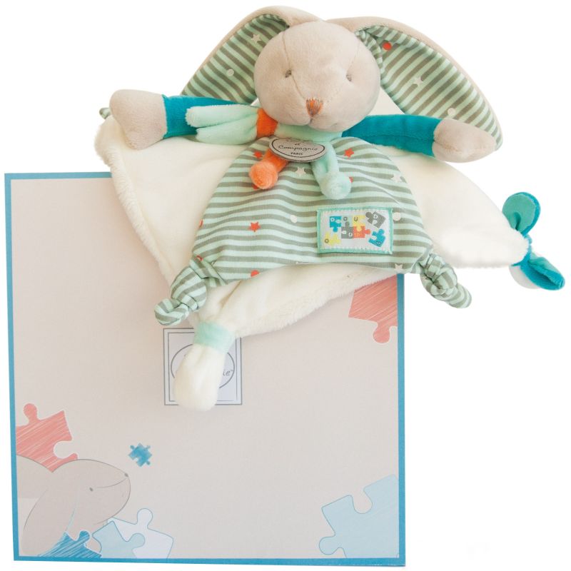 Doudou plat lapin Happy (24 cm) Doudou et Compagnie