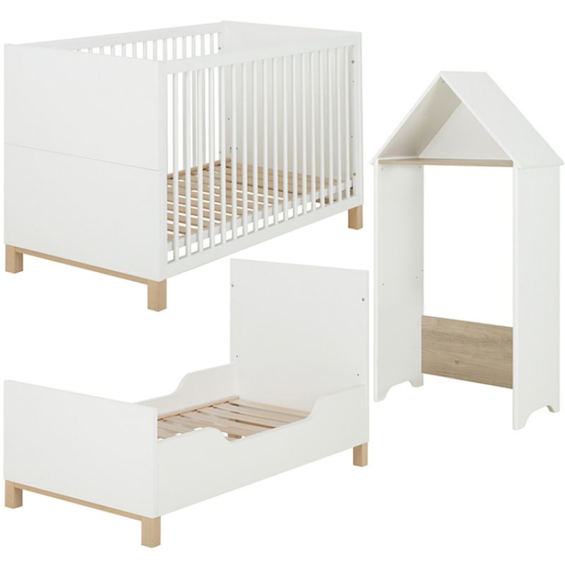 Lit bébé évolutif et cabane blanc Céleste (70 x 140) Galipette