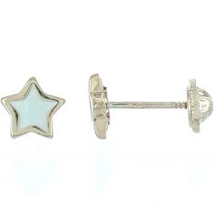 Boucles d'oreilles à vis Etoile nacrée (or jaune 9 carats) - Baby bijoux