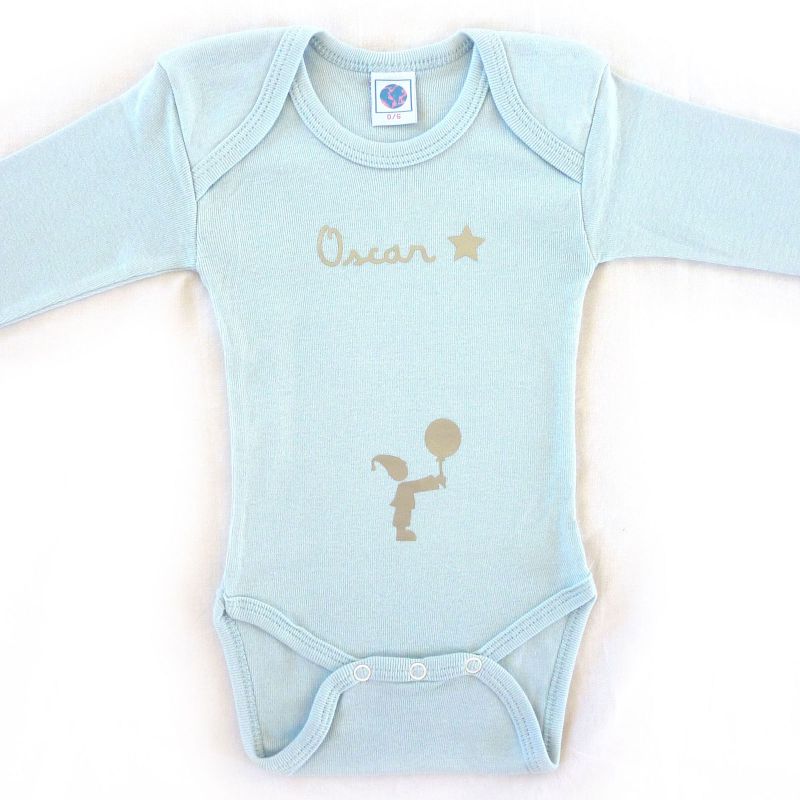 Body bleu à manches longues personnalisable (0-6 mois) Les Griottes
