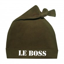 Bonnet naissance Le boss kaki  par BB & Co