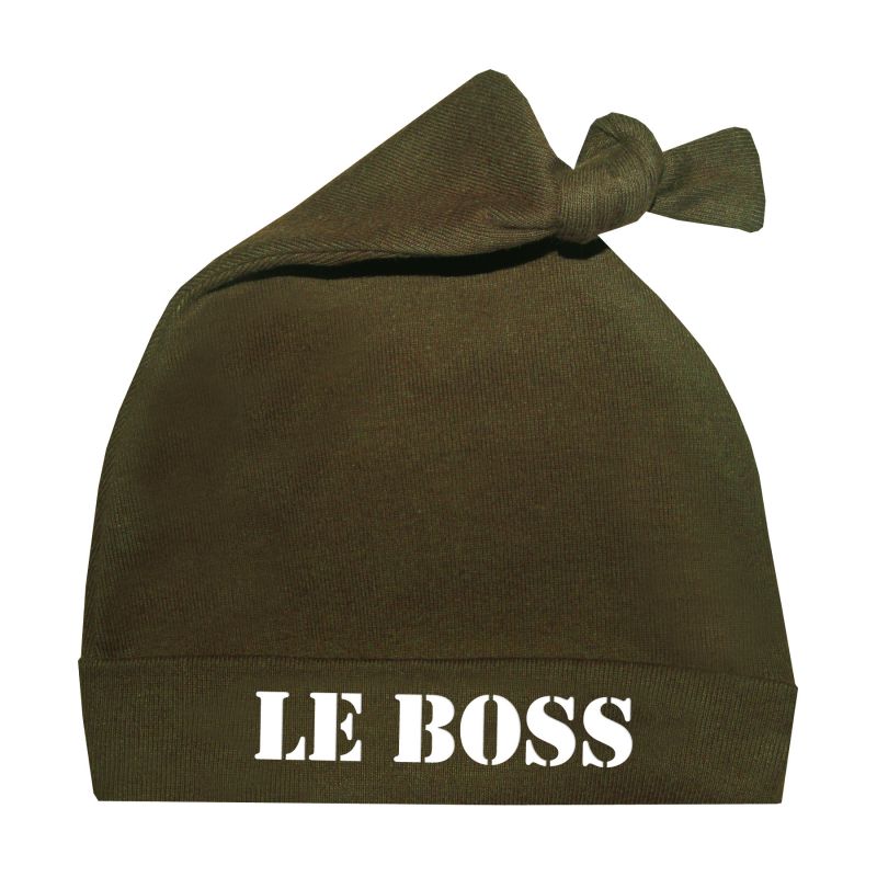 Bonnet naissance Le boss kaki BB & Co