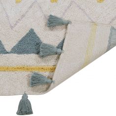 Tapis lavable azteca naturel vintage bleu (120 x 160 cm)