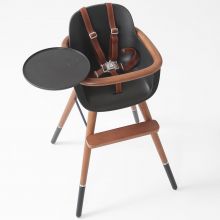 Chaise haute évolutive Ovo Luxe city avec harnais marron imitation cuir  par Micuna