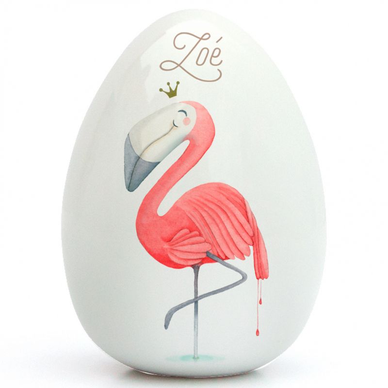 Oeuf en porcelaine Flamant rose (personnalisable) Gaëlle Duval