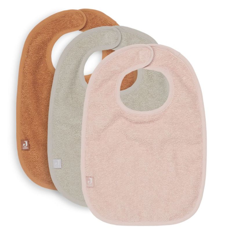 Lot de 3 bavoirs à velcro Pale pink/Nougat/Caramel Jollein Produit 1 grande taille