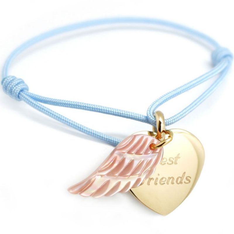 Bracelet cordon Coeur d'ange (plaqué or et nacre) Petits trésors