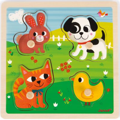 Puzzle tactile Mes premiers animaux (4 pièces) Janod