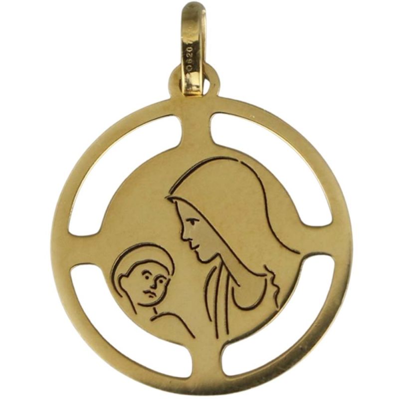 Médaille Vierge à l'enfant Camille 8 mm (or jaune 750°) Aubry-Cadoret