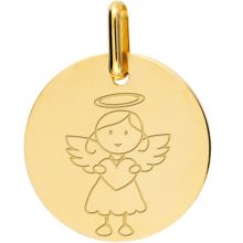 Médaille Ange fille personnalisable (or jaune 750°)  par Lucas Lucor