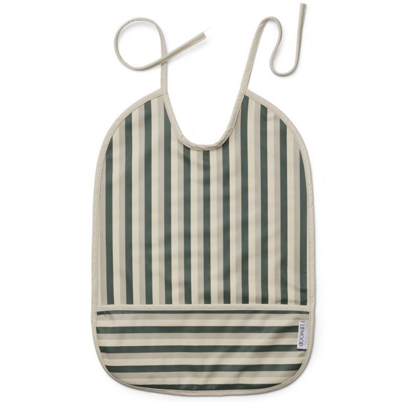 Bavoir à nouer Lai Stripe garden green-sandy-dove blue Liewood