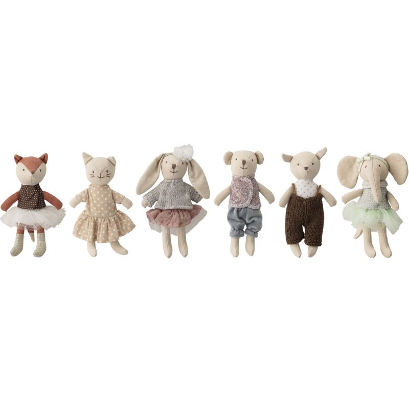 Coffret 6 peluches animaux (10 x 16 cm) Bloomingville