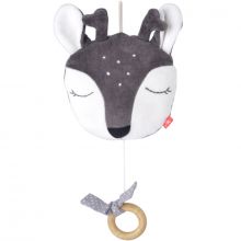 Faon musical à suspendre en coton bio gris (23 cm)  par Kikadu