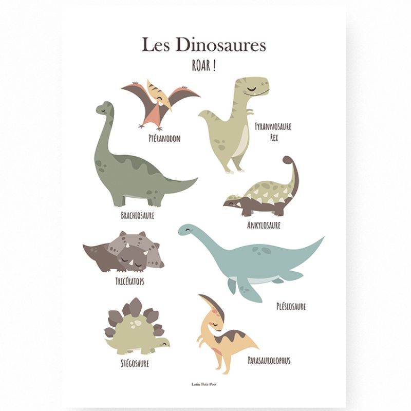 Affiche A3 Les dinosaures Lutin Petit Pois