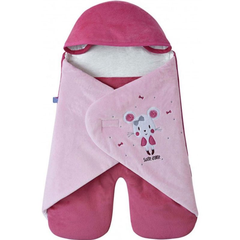 Couverture nomade Velboa rose Sucre d'orge