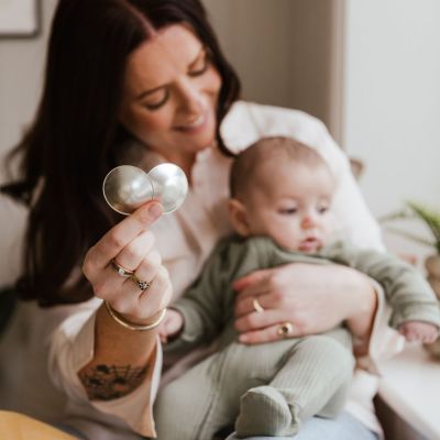 Lot de 2 coupelles d'allaitement en argent