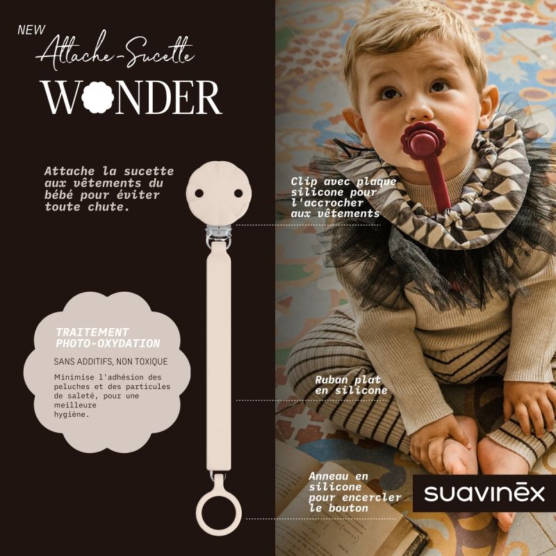 Attache sucette en silicone Wonder Mauve Chalk - Reconditionné Suavinex Produit 3