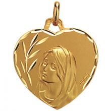 Médaille forme coeur Vierge 17,3 mm facettée (or jaune 750°)  par Maison Augis