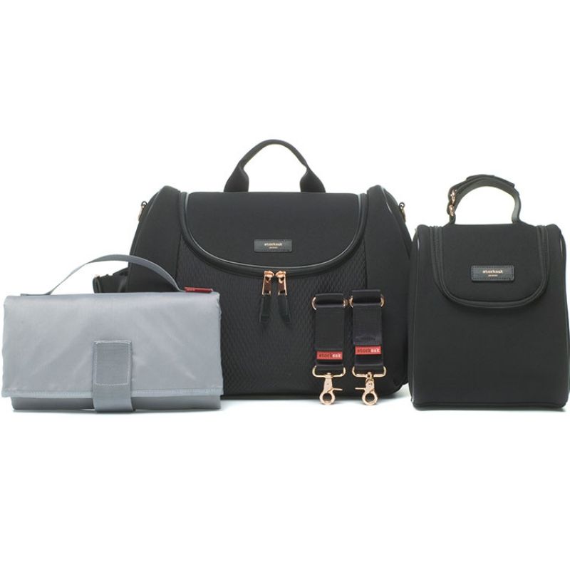 Sac à langer Poppy Luxe Scuba noir Storksak