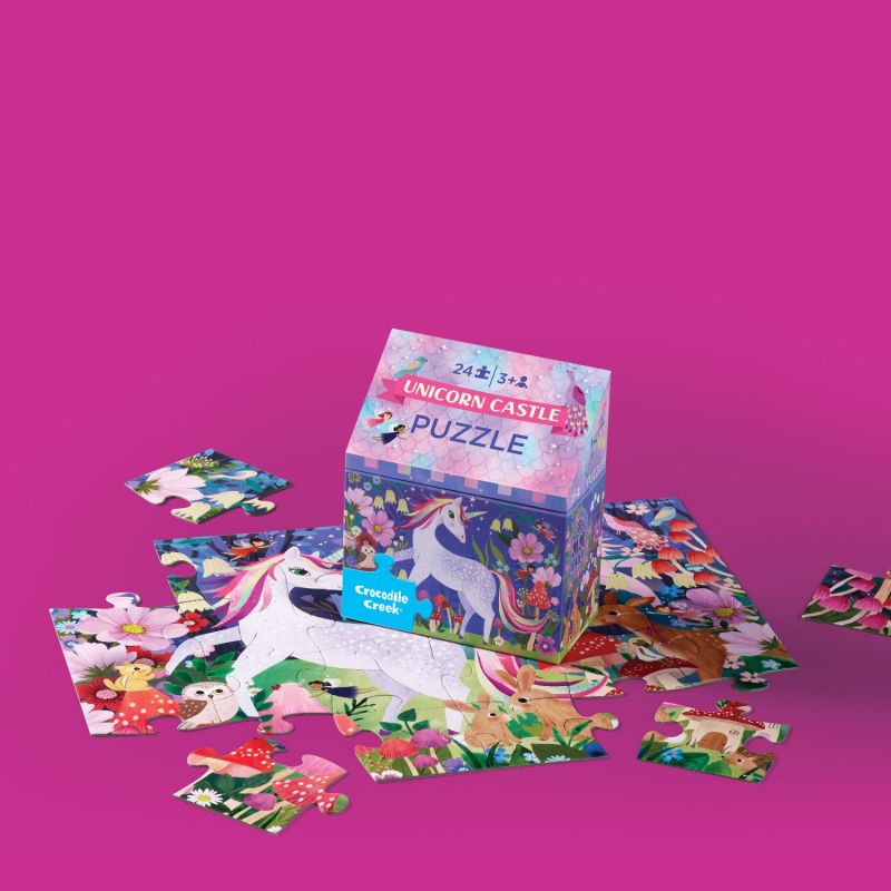 Puzzle maison Le château des licornes (24 pièces) Crocodile Creek Ambiance 2