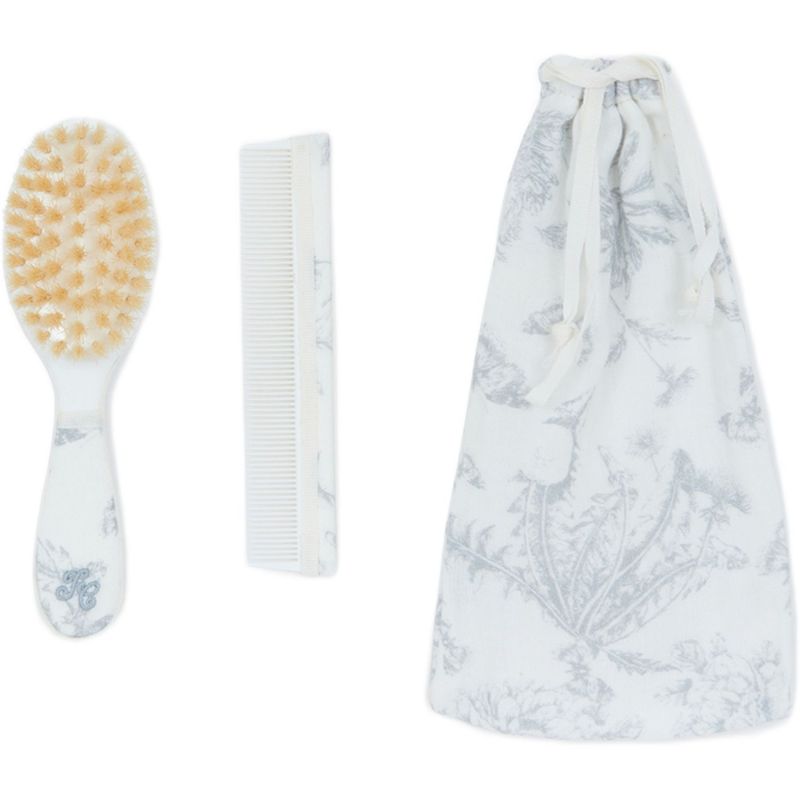 Brosse et peigne imprimé inspiration Toile de Jouy gris Tartine et Chocolat Produit 1