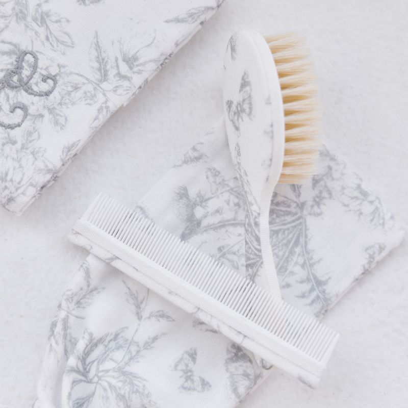 Brosse et peigne imprimé inspiration Toile de Jouy gris Tartine et Chocolat Ambiance 2