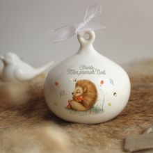 Boule de Noël en porcelaine Hérisson (personnalisable)  par Gaëlle Duval
