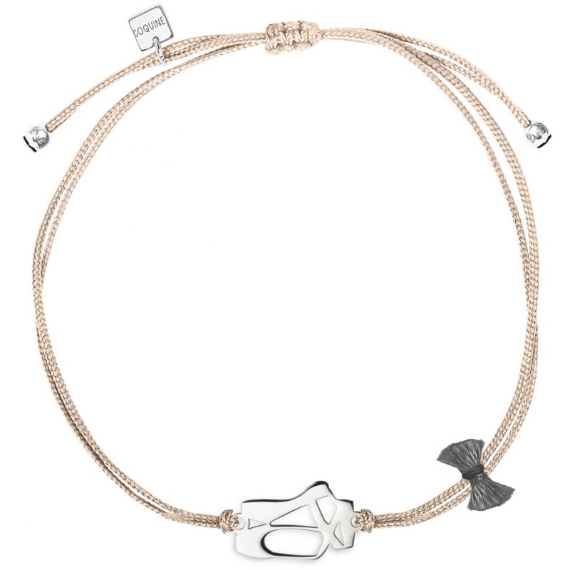 Bracelet cordon rose Mini Coquine ballerine (argent 925°) Coquine