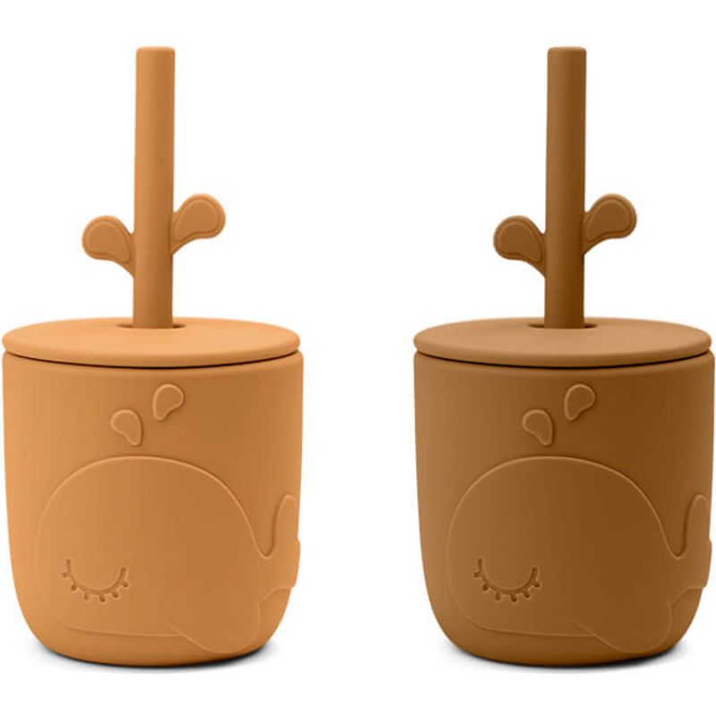 Lot de 2 gobelets à paille Peekaboo Wally Moutarde Done by Deer