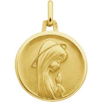 Médaille Vierge priante personnalisable (or jaune 9 carats)