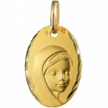 Médaille ovale Vierge 16 mm facettée (or jaune 375°)  par Maison Augis