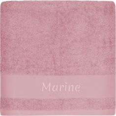 Serviette de bain cygne vieux rose personnalisable (100 x 100 cm)